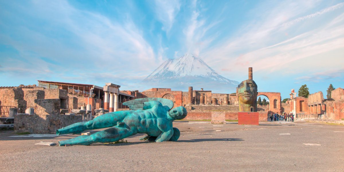 Pompeii with Vesuvius in the background