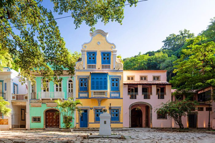 The colourful exterior of a hostel in Rio, Brazil