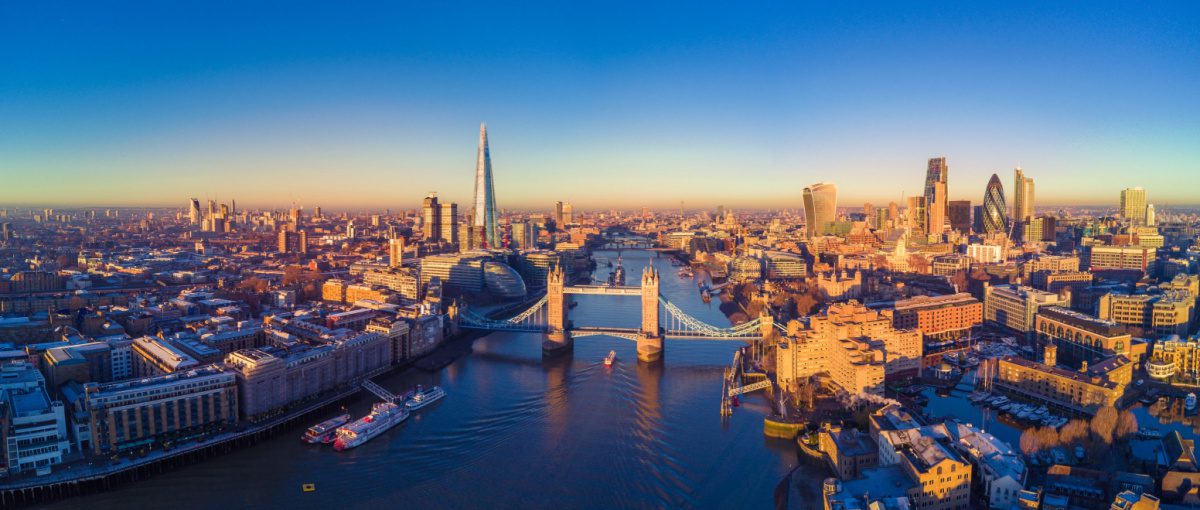 London skyline at sunset