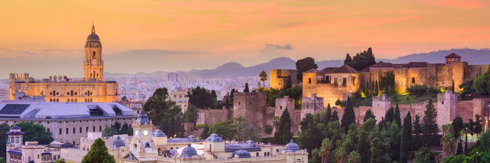 malaga skyline at sunset