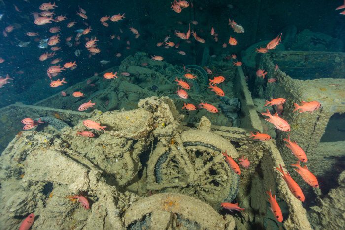 photo of the motorcycles onboard the shipwreck of the ss thistlegorm