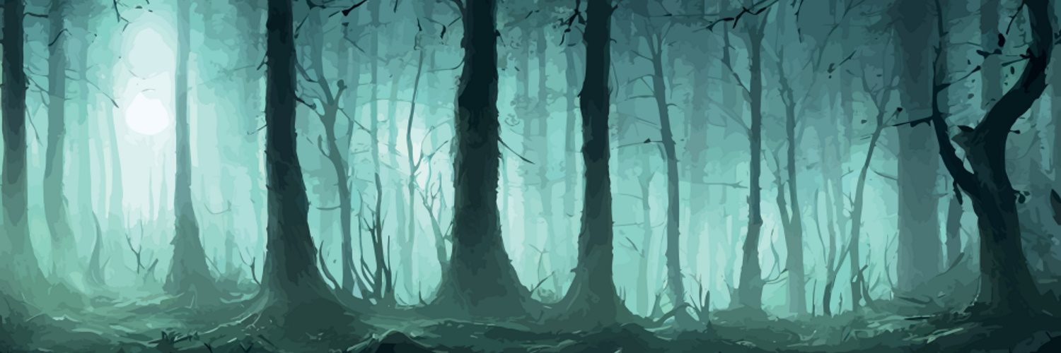 Spooky forest at night