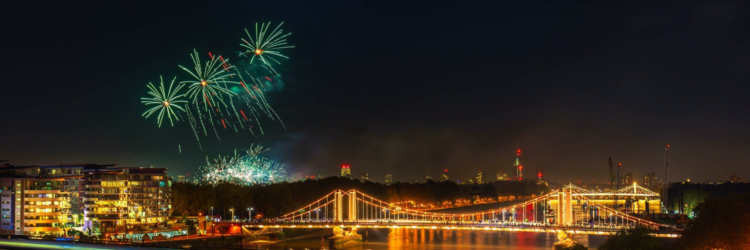 Battersea Park Fireworks over the Chelsea Bridge