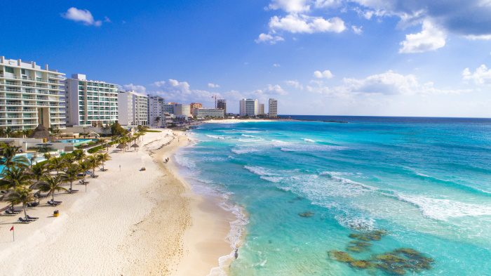 photo of cancun skyline and beach