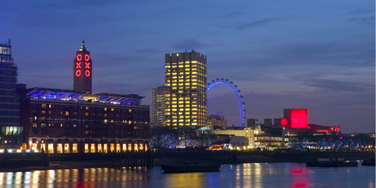 Picture of the Thames and the OXO Tower at night