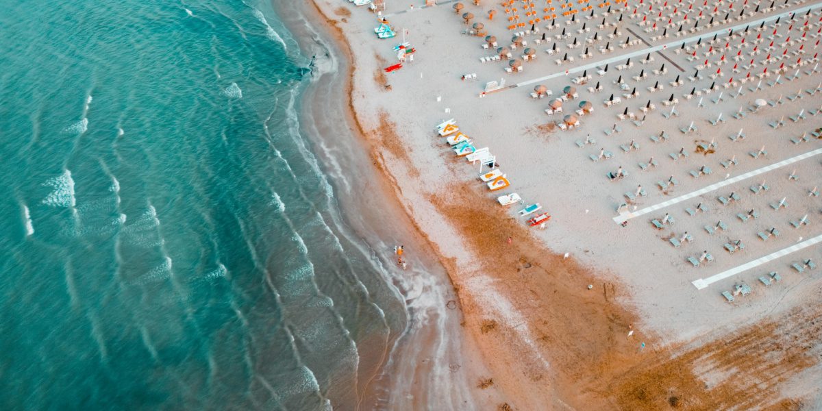 Aerial view of the beach in Rimini