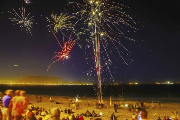 fireworks on cape town beach